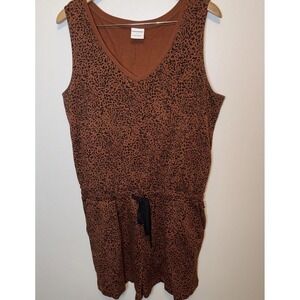 Amazon Essentials Cheetah Terry Cotton Romper Size Large Pockets